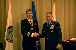 Lieutenant Commander Timothy David Ladowicz, US Navy- Operations Branch Chief, Missile Defense Division, US Northern Command (left)