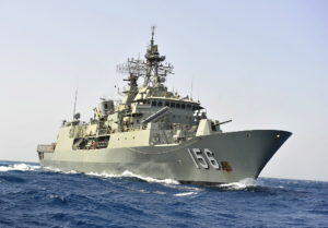 Anzac Class Frigate, HMAS Toowoomba, at sea in the Arabian Gulf. Mid Caption: HMAS Toowoomba has commenced its role in Operation SLIPPER after replacing HMAS Stuart in early June.  Toowoomba has deployed to the Middle Eastern Area of Operations (MEAO) as part of the Combined Maritime Force, which is responsible for maritime security operations in the Gulf region, the maritime environment around the Horn of Africa, and counter piracy operations in the Gulf of Aden.  Toowoomba is the 26th rotation by a Royal Australian Navy ship to the MEAO since 2001. Photo by Lieutenant Alistair Tomlinson