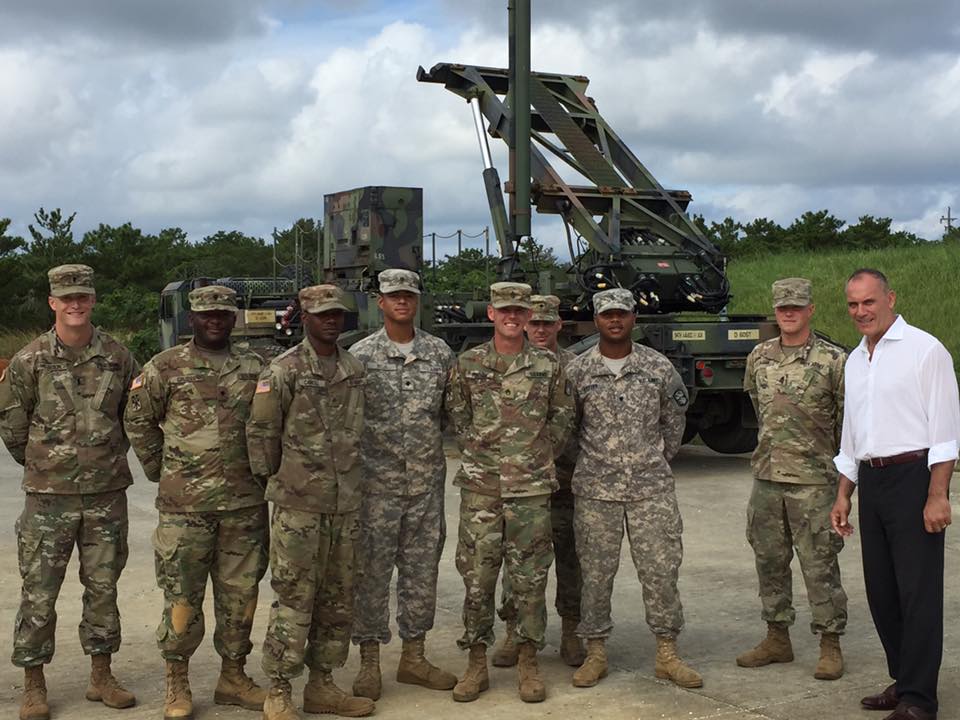 Riki Ellison with soldiers from the 1-1 ADA Battalion in Okinawa. 11-22-2016